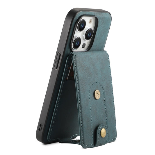 For iPhone 13 Pro Denior D14 NK Retro Pattern MagSafe Magnetic Card Holder Leather Phone Case(Blue) - iPhone 13 Pro Cases by Denior | Online Shopping UK | buy2fix