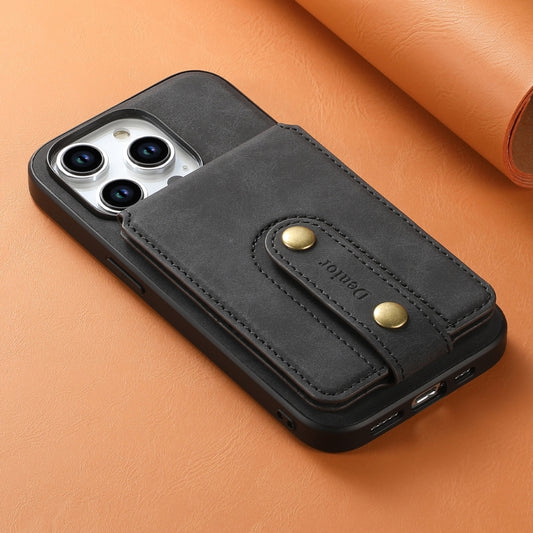 For iPhone 13 Pro Denior D14 NK Retro Pattern MagSafe Magnetic Card Holder Leather Phone Case(Black) by Denior
