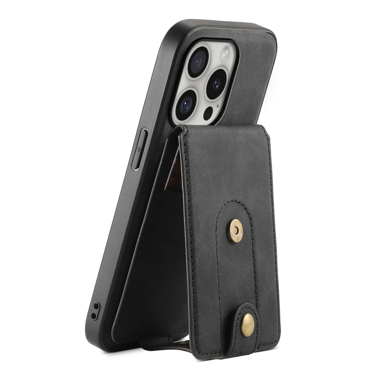 For iPhone 16 Pro Denior D14 NK Retro Pattern MagSafe Magnetic Card Holder Leather Phone Case(Black) - iPhone 16 Pro Cases by Denior | Online Shopping UK | buy2fix