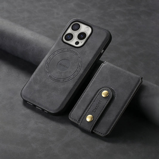 For iPhone 16 Pro Denior D14 NK Retro Pattern MagSafe Magnetic Card Holder Leather Phone Case(Black) by Denior