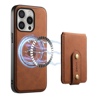 For iPhone 16 Pro Max Denior D14 NK Retro Pattern MagSafe Magnetic Card Holder Leather Phone Case(Brown) - iPhone 16 Pro Max Cases by Denior | Online Shopping UK | buy2fix