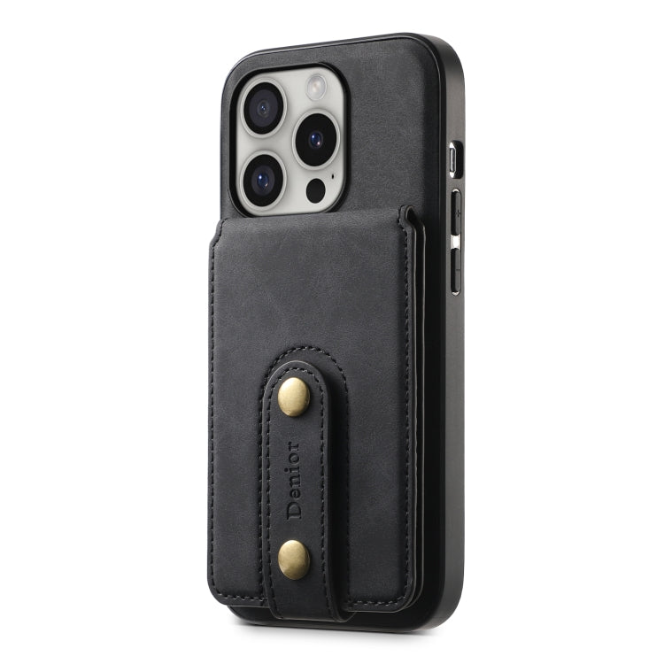 For iPhone 16 Pro Max Denior D14 NK Retro Pattern MagSafe Magnetic Card Holder Leather Phone Case(Black) - iPhone 16 Pro Max Cases by Denior | Online Shopping UK | buy2fix