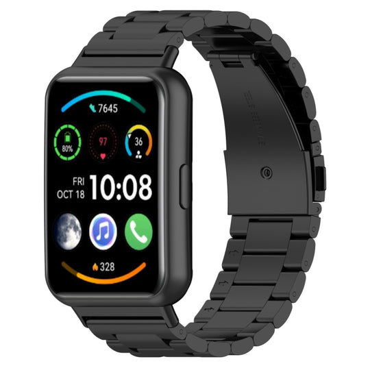 For Huawei Watch Fit 5 / Fit 5 Pro / Fit 4 / Fit 3 Three Bead Stainless Steel Metal Watch Band(Black)