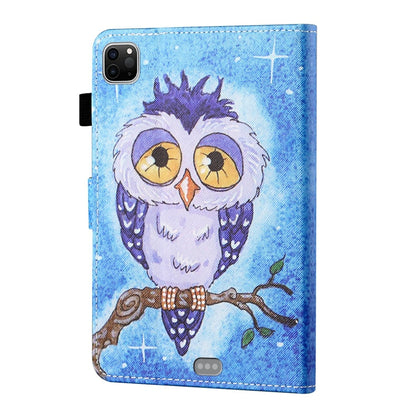 For iPad Pro 11 2024 Coloured Drawing Stitching Smart Leather Tablet Case(Blue Owl) - iPad Pro 11 2024 Cases by buy2fix | Online Shopping UK | buy2fix