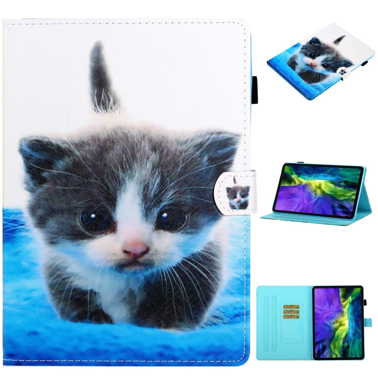 For iPad Pro 11 2024 Coloured Drawing Stitching Smart Leather Tablet Case(Blue White Cat) - iPad Pro 11 2024 Cases by buy2fix | Online Shopping UK | buy2fix