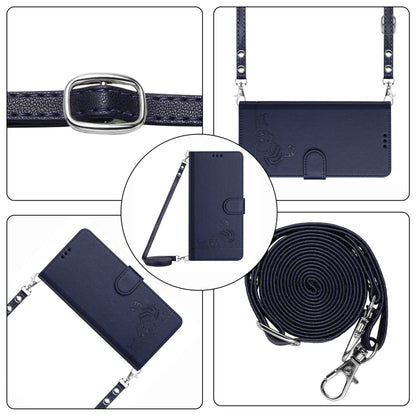 For OnePlus Nord N30 Cat Rat Embossed Pattern RFID Leather Phone Case with Lanyard(Blue) - OnePlus Cases by buy2fix | Online Shopping UK | buy2fix