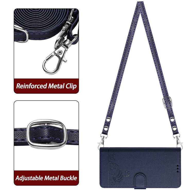 For OnePlus Ace 2V / Nord 3 Cat Rat Embossed Pattern RFID Leather Phone Case with Lanyard(Blue) by buy2fix