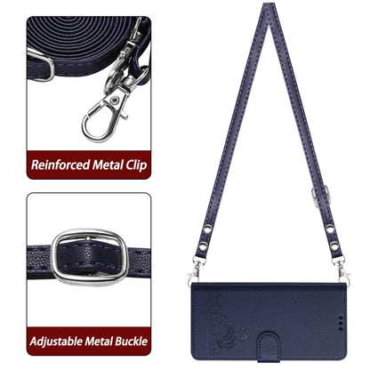 For OnePlus Ace 2V / Nord 3 Cat Rat Embossed Pattern RFID Leather Phone Case with Lanyard(Blue) by buy2fix