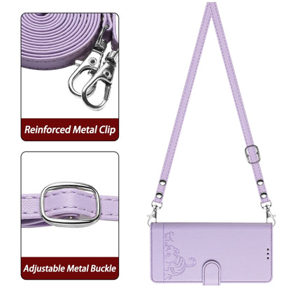 For OnePlus Ace 2V / Nord 3 Cat Rat Embossed Pattern RFID Leather Phone Case with Lanyard(Purple) by buy2fix