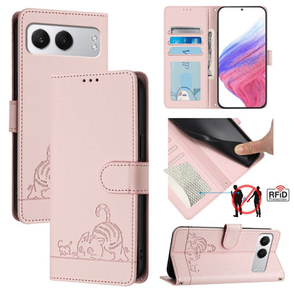 For OnePlus Nord 4 5G Cat Rat Embossed Pattern RFID Leather Phone Case with Lanyard(Pink) by buy2fix