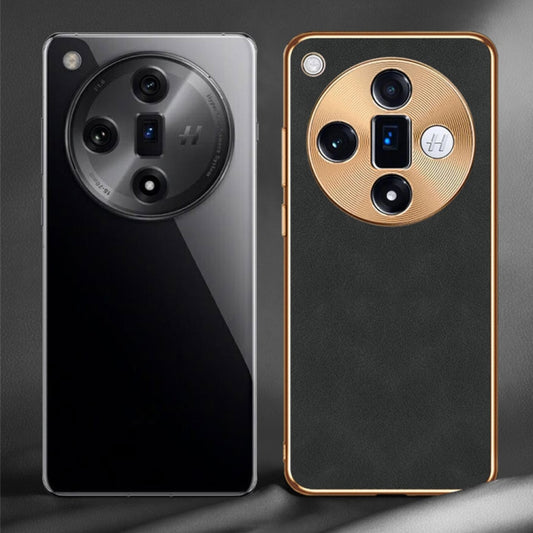 For OPPO Find X7 Ultra Electroplating Lambskin Leather Phone Case(Black) by buy2fix