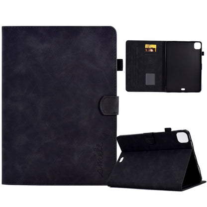 For iPad Pro 11 2024 Embossed Smile Smart Leather Tablet Case(Black) - iPad Pro 11 2024 Cases by buy2fix | Online Shopping UK | buy2fix