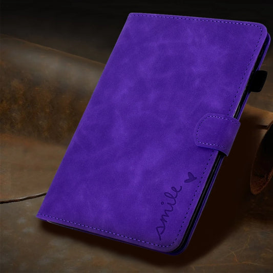 For iPad Pro 11 2024 Embossed Smile Smart Leather Tablet Case(Purple) by buy2fix