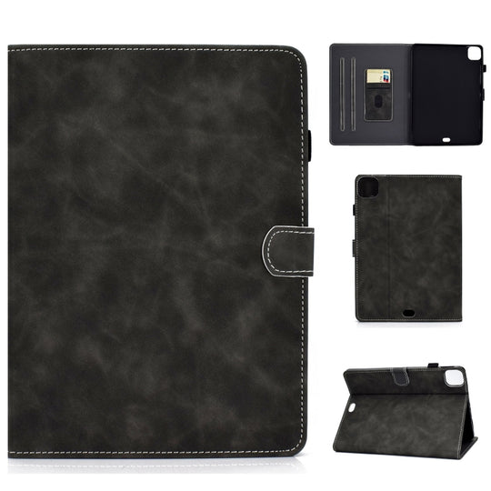 For iPad Pro 11 2024 Cowhide Texture Tablet Leather Smart Case(Grey)