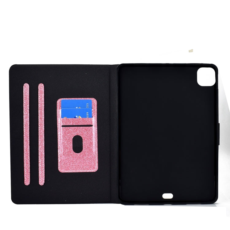 For iPad Pro 11 2024 Varnish Glitter Powder Smart Leather Tablet Case(Pink) - iPad Pro 11 2024 Cases by buy2fix | Online Shopping UK | buy2fix