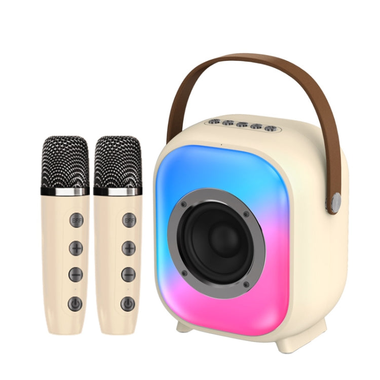 NewRixing NR168W Portable Colorful Bluetooth Speaker Home Dual Mic Karaoke Speaker(Creamy White) - Desktop Speaker by NewRixing | Online Shopping UK | buy2fix