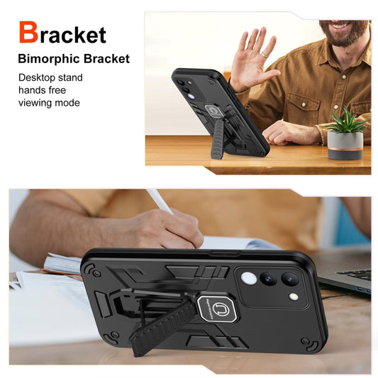 For vivo V29e 5G Shockproof Holder Phone Case(Black) by buy2fix