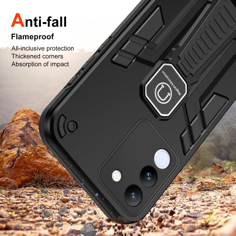 For vivo V29e 5G Shockproof Holder Phone Case(Black) - vivo Cases by buy2fix | Online Shopping UK | buy2fix