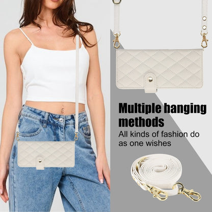 For Samsung Galaxy Z Fold4 Crossbody Multifunction Rhombic Leather Phone Case(White) - Galaxy Z Fold4 5G Cases by buy2fix | Online Shopping UK | buy2fix