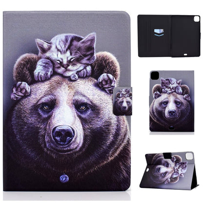 For iPad Pro 11 2024 Colored Drawing Smart Leather Tablet Case(Cat and Bear) - iPad Pro 11 2024 Cases by buy2fix | Online Shopping UK | buy2fix