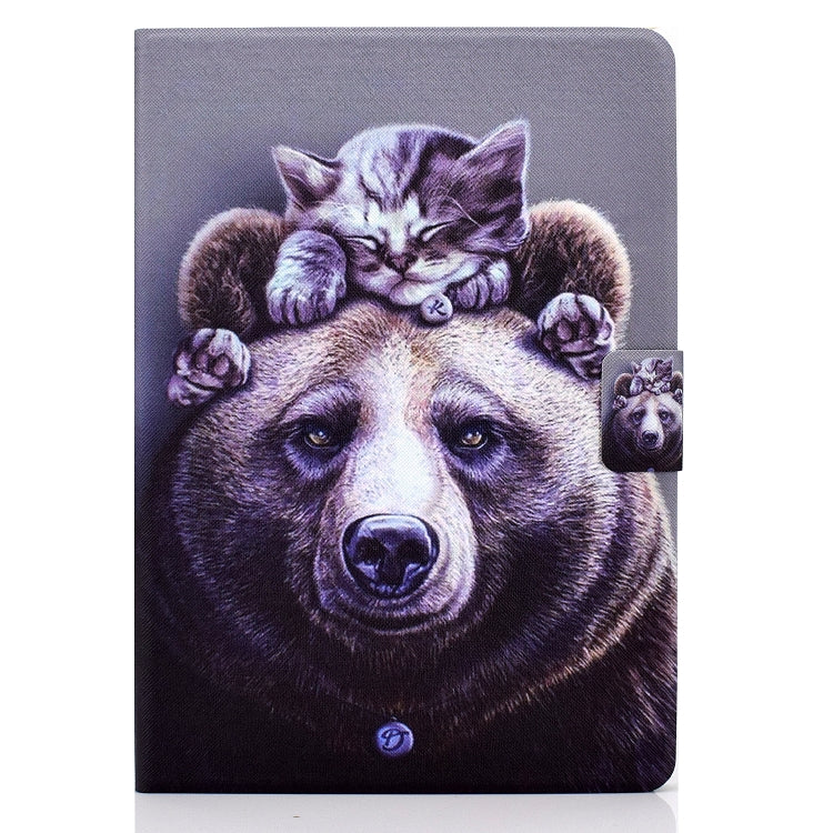 For iPad Pro 11 2024 Colored Drawing Smart Leather Tablet Case(Cat and Bear) - iPad Pro 11 2024 Cases by buy2fix | Online Shopping UK | buy2fix