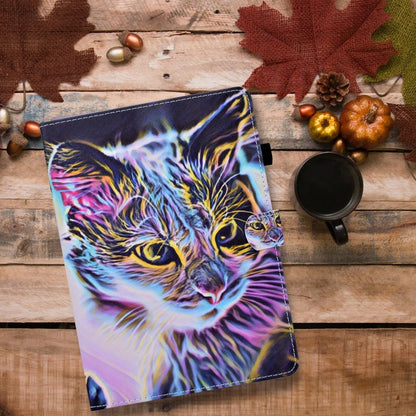 For iPad Pro 11 2024 Colored Drawing Sewing Smart Leather Tablet Case(Colorful Cat) - iPad Pro 11 2024 Cases by buy2fix | Online Shopping UK | buy2fix