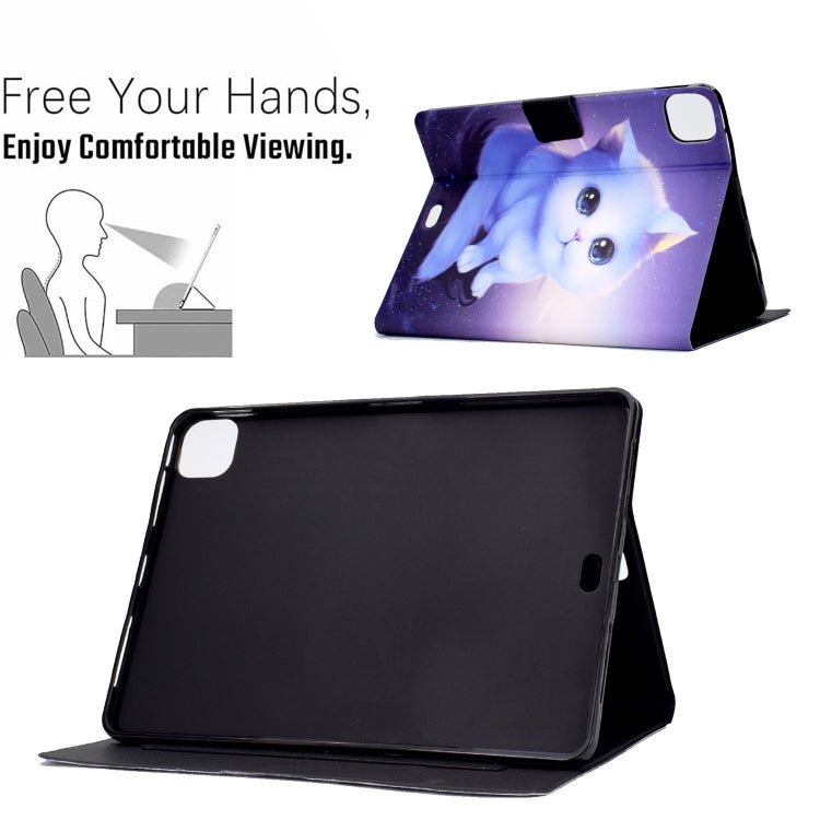 For iPad Pro 11 2024 Colored Drawing Smart Leather Tablet Case(Kitty) - iPad Pro 11 2024 Cases by buy2fix | Online Shopping UK | buy2fix