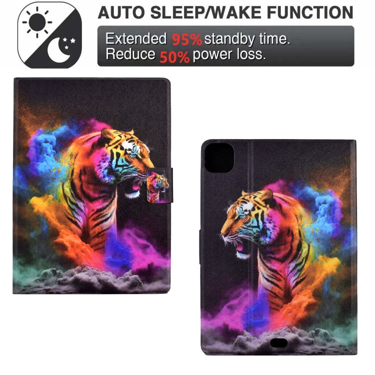 For iPad Pro 11 2024 Colored Drawing Smart Leather Tablet Case(Tiger) - iPad Pro 11 2024 Cases by buy2fix | Online Shopping UK | buy2fix