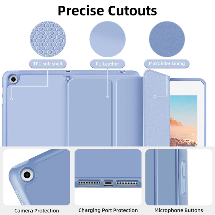 For iPad 10.2 2021 / 2020 / 2019 3-fold TPU Smart Leather Tablet Case with Pen Slot(Ice Blue) - iPad 10.2 Cases by buy2fix | Online Shopping UK | buy2fix