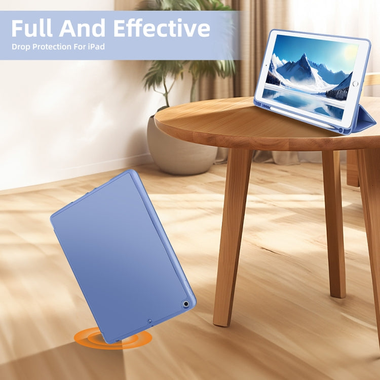For iPad 10.2 2021 / 2020 / 2019 3-fold TPU Smart Leather Tablet Case with Pen Slot(Ice Blue) - iPad 10.2 Cases by buy2fix | Online Shopping UK | buy2fix