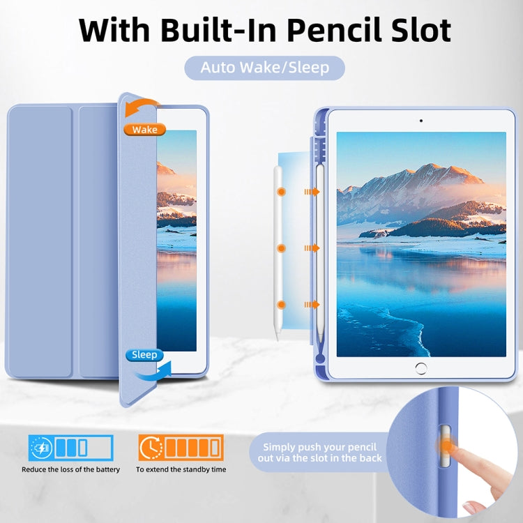 For iPad 10.2 2021 / 2020 / 2019 3-fold TPU Smart Leather Tablet Case with Pen Slot(Ice Blue) - iPad 10.2 Cases by buy2fix | Online Shopping UK | buy2fix