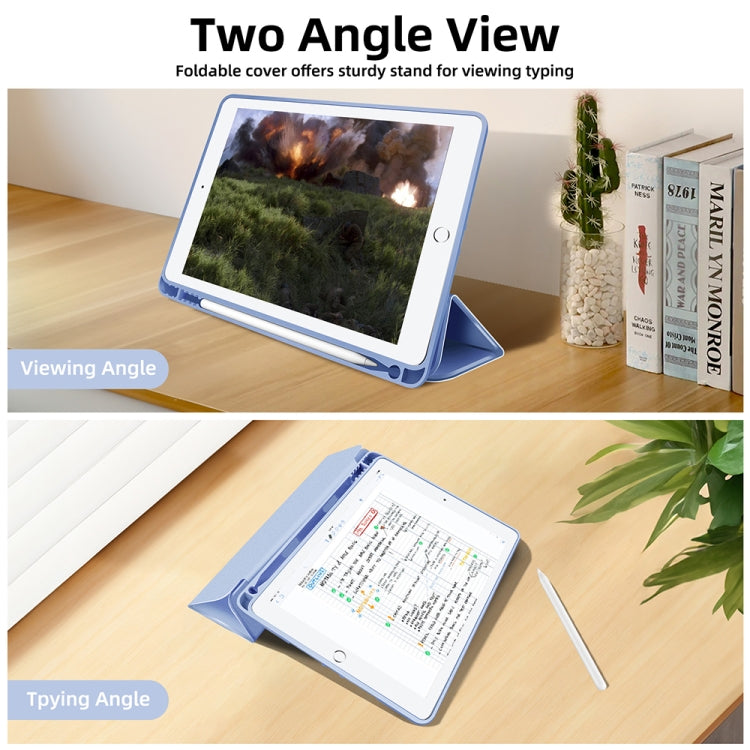 For iPad 10.2 2021 / 2020 / 2019 3-fold TPU Smart Leather Tablet Case with Pen Slot(Ice Blue) - iPad 10.2 Cases by buy2fix | Online Shopping UK | buy2fix