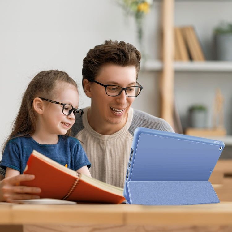 For iPad 10.2 2021 / 2020 / 2019 3-fold TPU Smart Leather Tablet Case with Pen Slot(Ice Blue) - iPad 10.2 Cases by buy2fix | Online Shopping UK | buy2fix