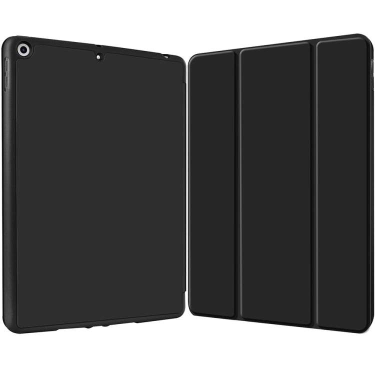 For iPad 10.2 2021 / 2020 / 2019 3-fold TPU Smart Leather Tablet Case with Pen Slot(Black) - iPad 10.2 Cases by buy2fix | Online Shopping UK | buy2fix