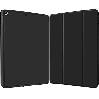 For iPad 10.2 2021 / 2020 / 2019 3-fold TPU Smart Leather Tablet Case with Pen Slot(Black) - iPad 10.2 Cases by buy2fix | Online Shopping UK | buy2fix