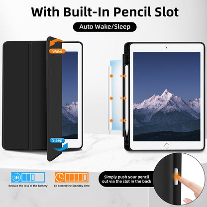 For iPad 10.2 2021 / 2020 / 2019 3-fold TPU Smart Leather Tablet Case with Pen Slot(Black) - iPad 10.2 Cases by buy2fix | Online Shopping UK | buy2fix