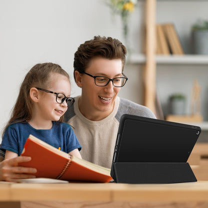 For iPad 10.2 2021 / 2020 / 2019 3-fold TPU Smart Leather Tablet Case with Pen Slot(Black) - iPad 10.2 Cases by buy2fix | Online Shopping UK | buy2fix