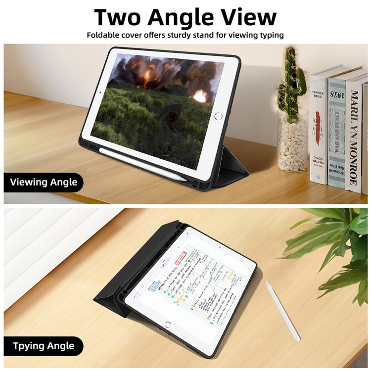 For iPad 10.2 2021 / 2020 / 2019 3-fold TPU Smart Leather Tablet Case with Pen Slot(Black) - iPad 10.2 Cases by buy2fix | Online Shopping UK | buy2fix