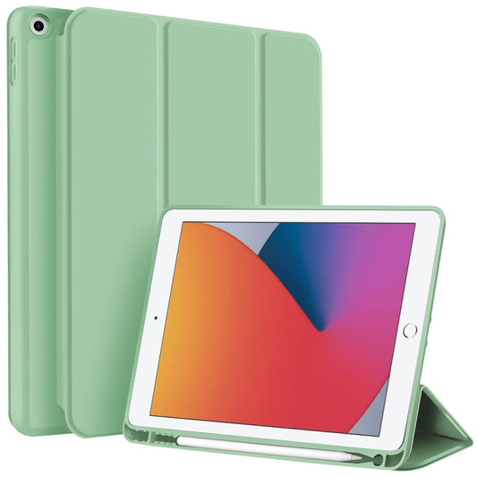 For iPad 10.2 2021 / 2020 / 2019 3-fold TPU Smart Leather Tablet Case with Pen Slot(Green) - iPad 10.2 Cases by buy2fix | Online Shopping UK | buy2fix