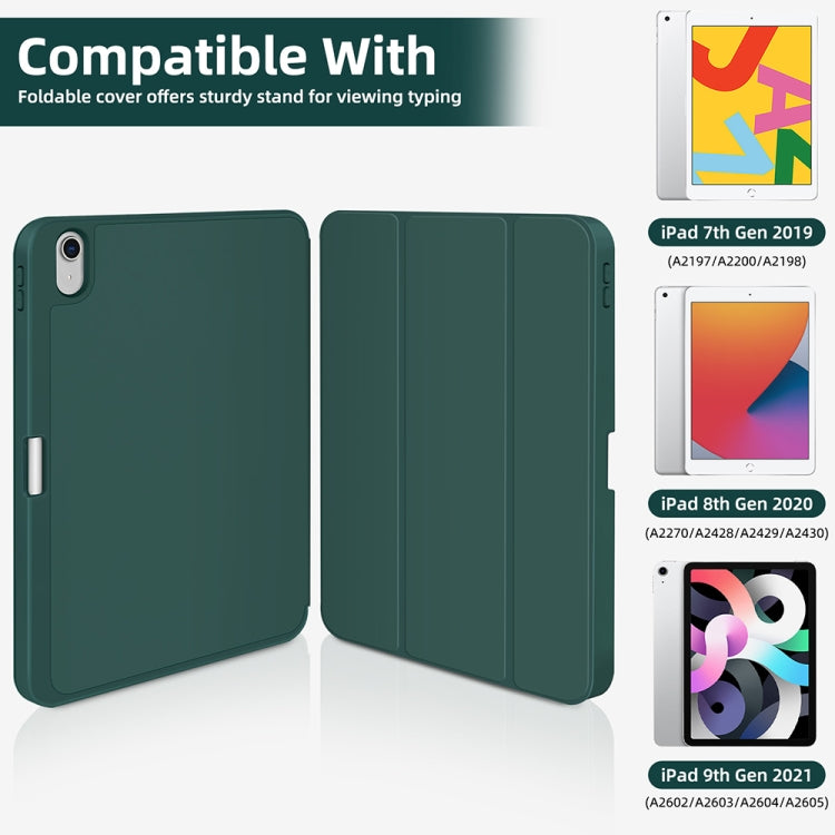 For iPad 2025 / 2022 3-fold TPU Smart Leather Tablet Case with Pen Slot(Dark Green) - iPad 2025 / 2022 Cases by buy2fix | Online Shopping UK | buy2fix