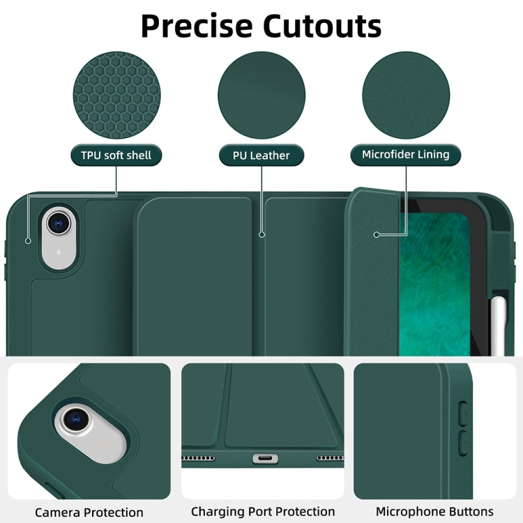For iPad 2025 / 2022 3-fold TPU Smart Leather Tablet Case with Pen Slot(Dark Green) - iPad 2025 / 2022 Cases by buy2fix | Online Shopping UK | buy2fix