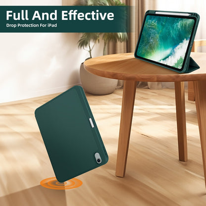 For iPad 2025 / 2022 3-fold TPU Smart Leather Tablet Case with Pen Slot(Dark Green) - iPad 2025 / 2022 Cases by buy2fix | Online Shopping UK | buy2fix