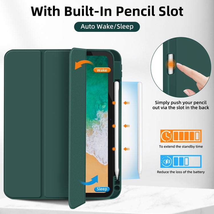 For iPad 2025 / 2022 3-fold TPU Smart Leather Tablet Case with Pen Slot(Dark Green) - iPad 2025 / 2022 Cases by buy2fix | Online Shopping UK | buy2fix