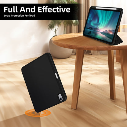 For iPad 2025 / 2022 3-fold TPU Smart Leather Tablet Case with Pen Slot(Black) - iPad 2025 / 2022 Cases by buy2fix | Online Shopping UK | buy2fix
