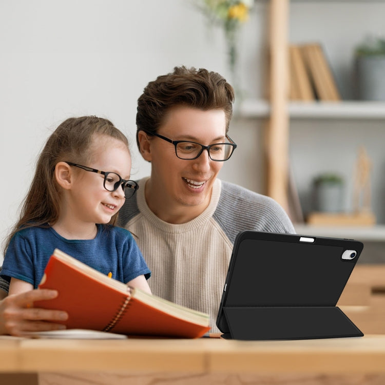 For iPad 2025 / 2022 3-fold TPU Smart Leather Tablet Case with Pen Slot(Black) - iPad 2025 / 2022 Cases by buy2fix | Online Shopping UK | buy2fix