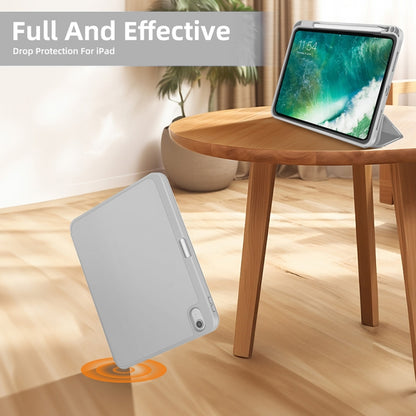 For iPad 2025 / 2022 3-fold TPU Smart Leather Tablet Case with Pen Slot(Grey) - iPad 2025 / 2022 Cases by buy2fix | Online Shopping UK | buy2fix
