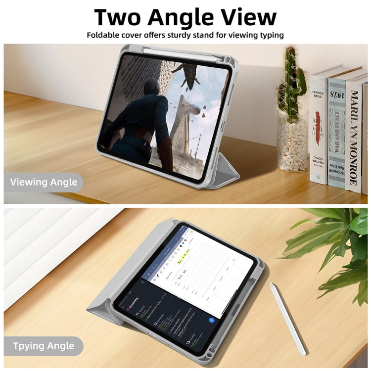 For iPad 2025 / 2022 3-fold TPU Smart Leather Tablet Case with Pen Slot(Grey) - iPad 2025 / 2022 Cases by buy2fix | Online Shopping UK | buy2fix