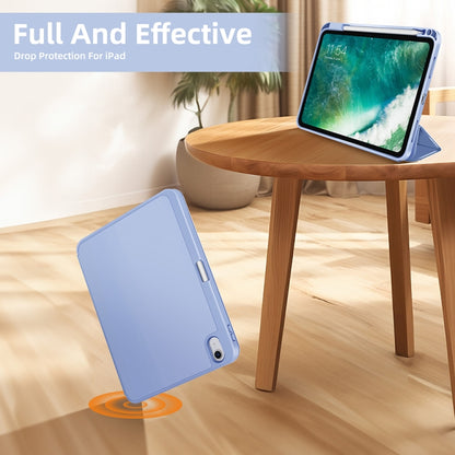 For iPad Air 5 / 4 3-fold TPU Smart Leather Tablet Case with Pen Slot(Ice Blue) - iPad Air (2022) / (2020) 10.9 Cases by buy2fix | Online Shopping UK | buy2fix