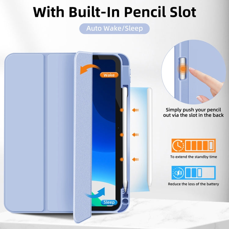 For iPad Air 5 / 4 3-fold TPU Smart Leather Tablet Case with Pen Slot(Ice Blue) - iPad Air (2022) / (2020) 10.9 Cases by buy2fix | Online Shopping UK | buy2fix