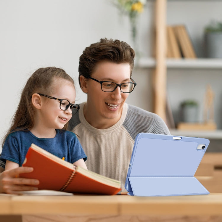 For iPad Air 5 / 4 3-fold TPU Smart Leather Tablet Case with Pen Slot(Ice Blue) - iPad Air (2022) / (2020) 10.9 Cases by buy2fix | Online Shopping UK | buy2fix